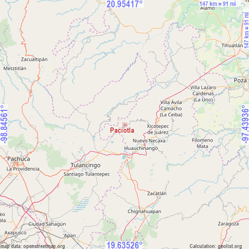 Paciotla on map
