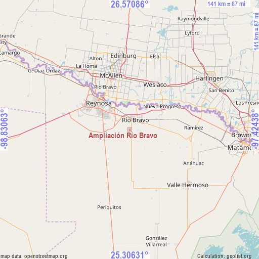 Ampliación Río Bravo on map