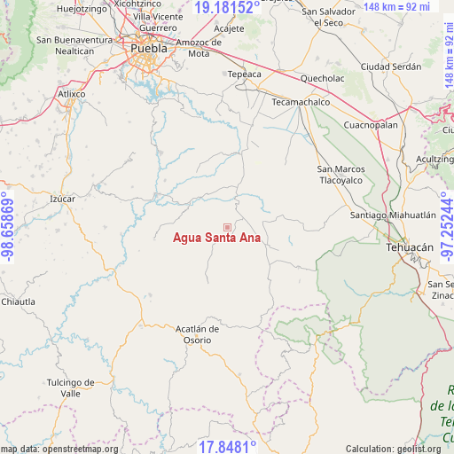 Agua Santa Ana on map