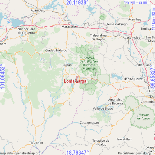 Loma Larga on map