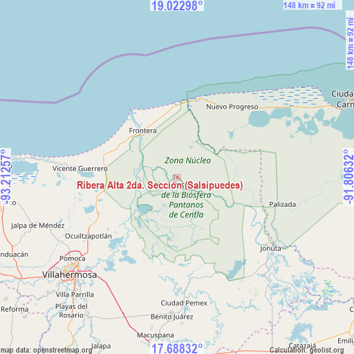 Ribera Alta 2da. Sección (Salsipuedes) on map