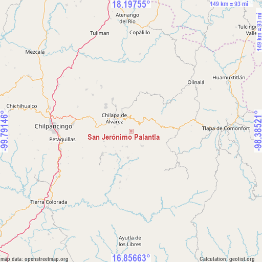 San Jerónimo Palantla on map