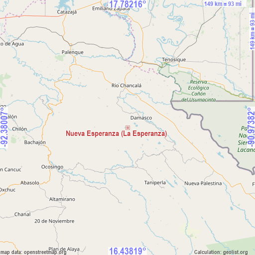 Nueva Esperanza (La Esperanza) on map