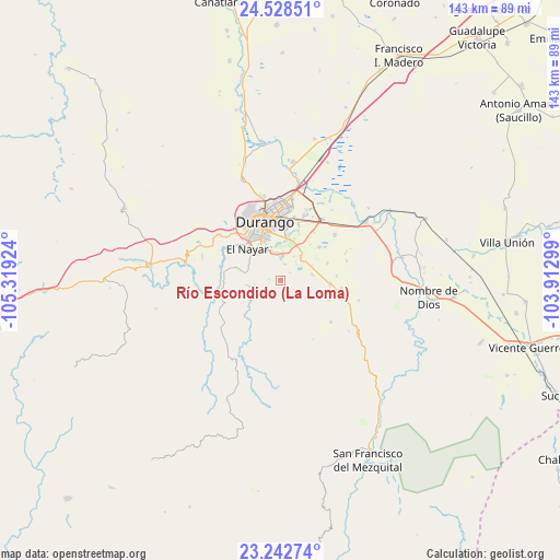 Río Escondido (La Loma) on map