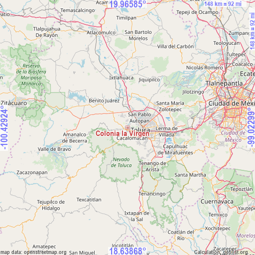Colonia la Virgen on map