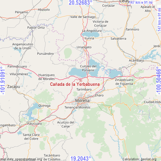 Cañada de la Yerbabuena on map