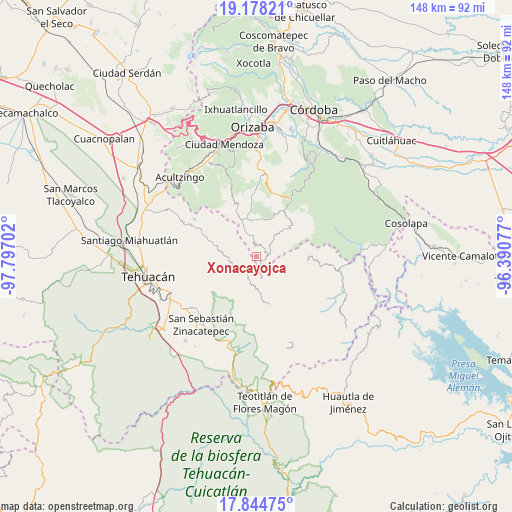 Xonacayojca on map