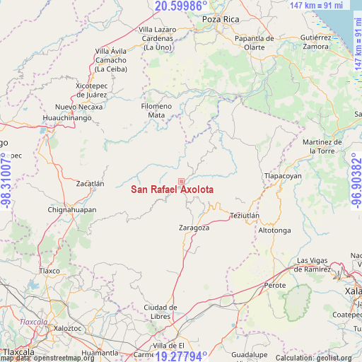San Rafael Axolota on map