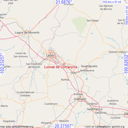 Lomas de Comanjilla on map