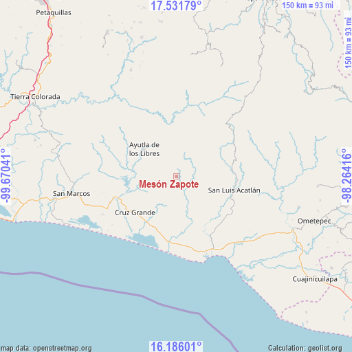 Mesón Zapote on map