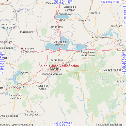 Colonia José Vasconcelos on map