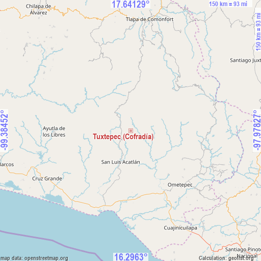 Tuxtepec (Cofradía) on map