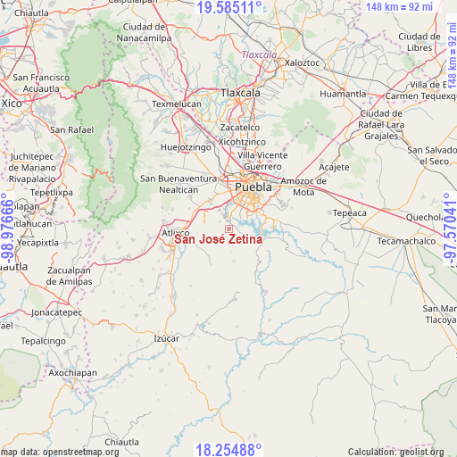 San José Zetina on map