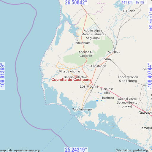 Cuchilla de Cachoana on map