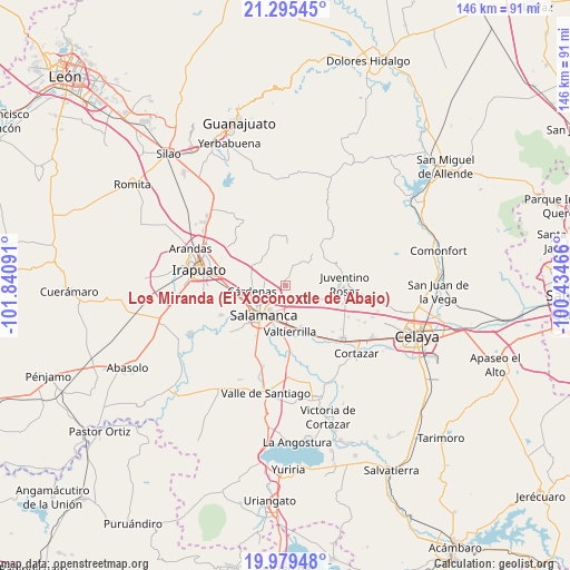 Los Miranda (El Xoconoxtle de Abajo) on map