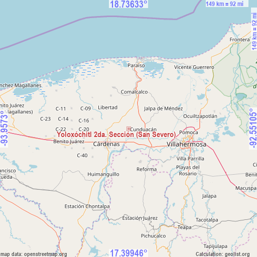 Yoloxóchitl 2da. Sección (San Severo) on map