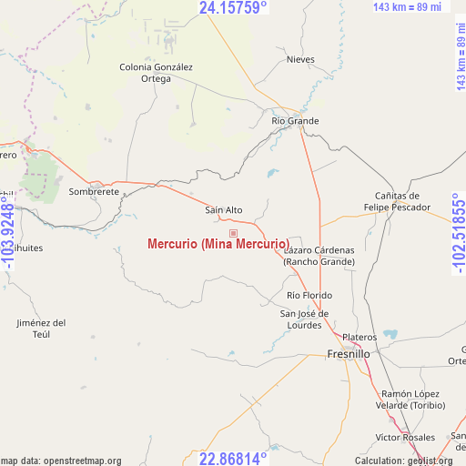 Mercurio (Mina Mercurio) on map