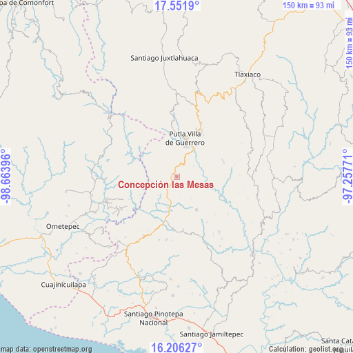 Concepción las Mesas on map