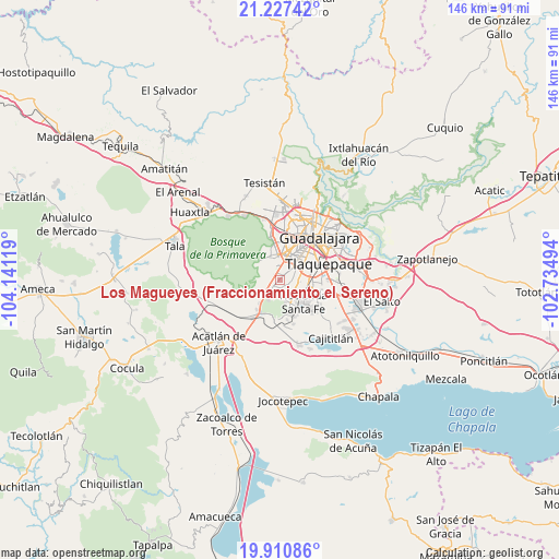 Los Magueyes (Fraccionamiento el Sereno) on map
