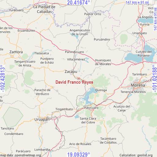 David Franco Reyes on map