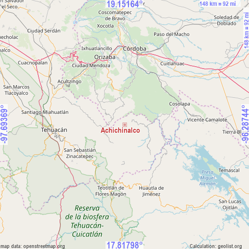Achichinalco on map
