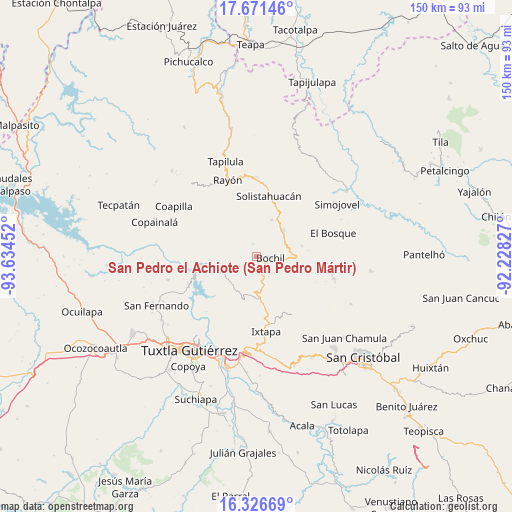 San Pedro el Achiote (San Pedro Mártir) on map