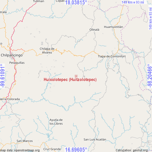 Huixolotepec (Huitzolotepec) on map