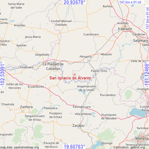 San Ignacio de Álvarez on map