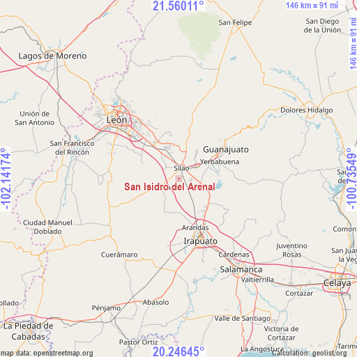 San Isidro del Arenal on map
