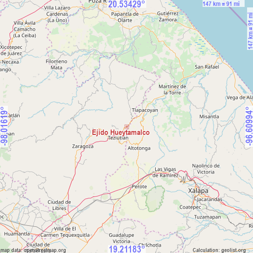Ejido Hueytamalco on map
