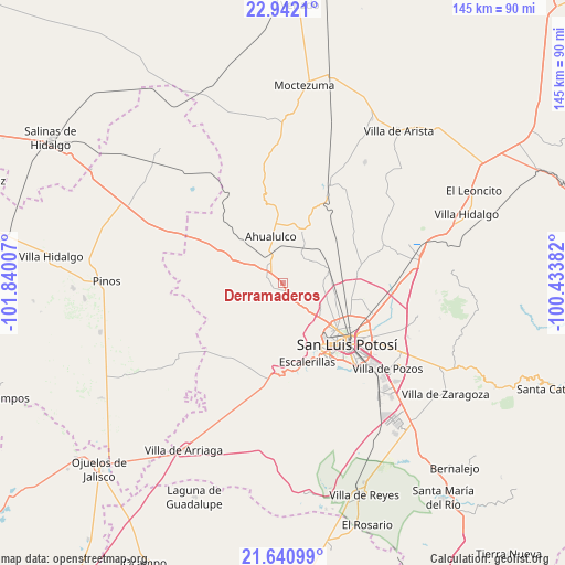 Derramaderos on map