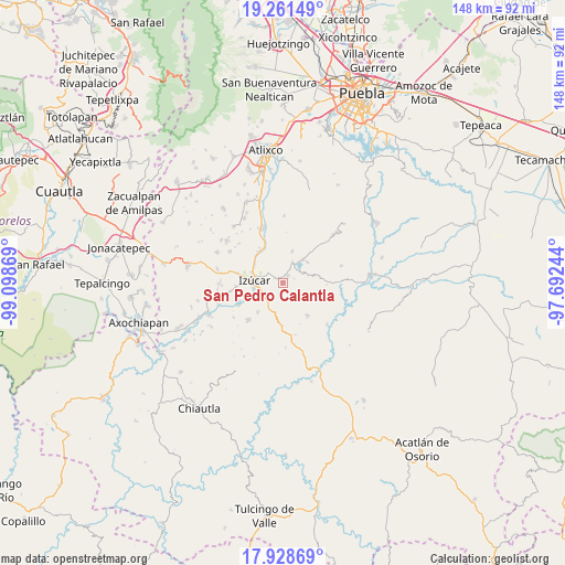 San Pedro Calantla on map