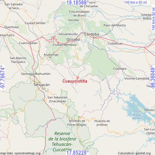 Cuauyolotitla on map