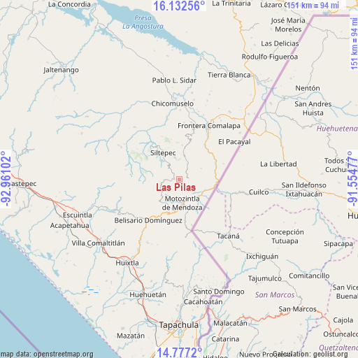 Las Pilas on map