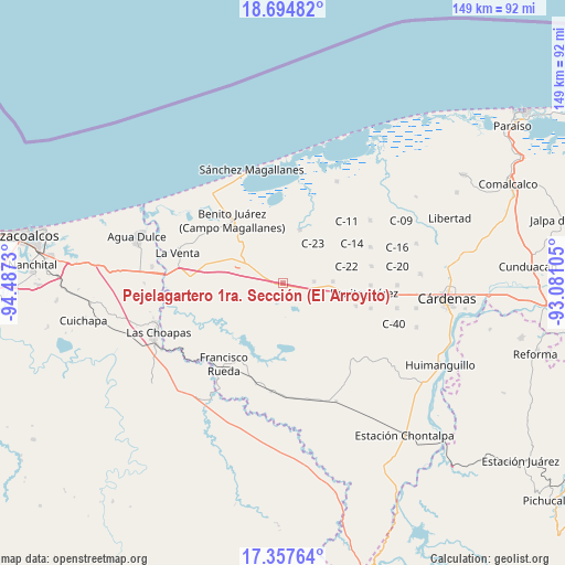 Pejelagartero 1ra. Sección (El Arroyito) on map
