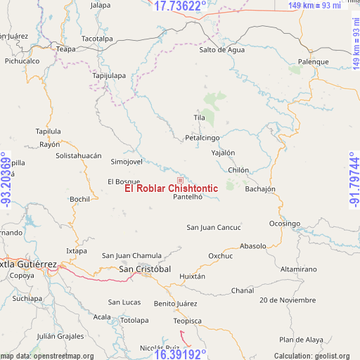 El Roblar Chishtontic on map