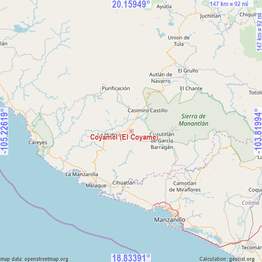 Coyamel (El Coyame) on map