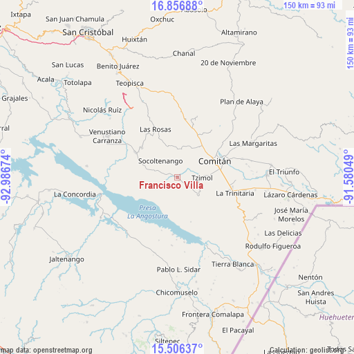 Francisco Villa on map