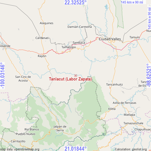 Tanlacut (Labor Zapata) on map