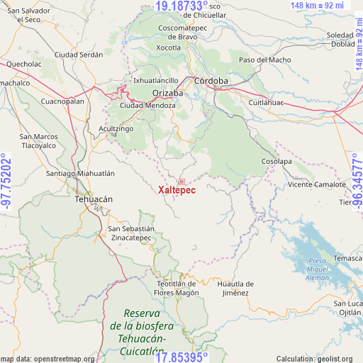 Xaltepec on map