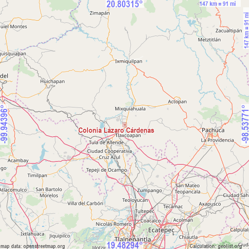 Colonia Lázaro Cárdenas on map