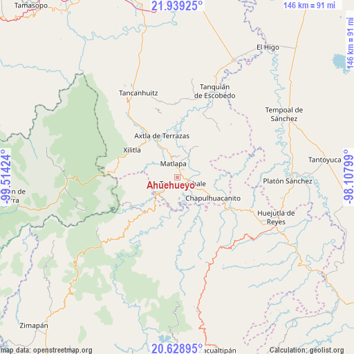 Ahuehueyo on map