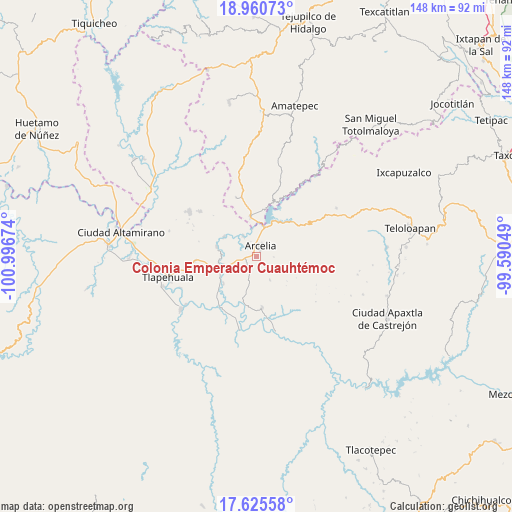 Colonia Emperador Cuauhtémoc on map