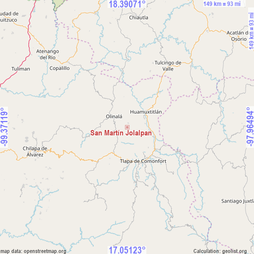 San Martín Jolalpan on map