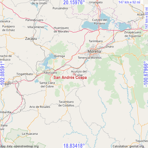 San Andrés Coapa on map