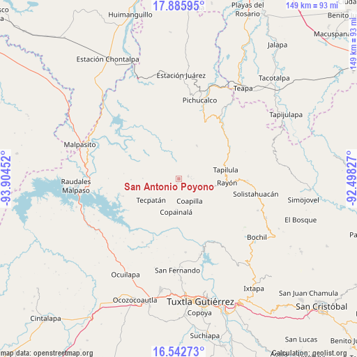 San Antonio Poyono on map