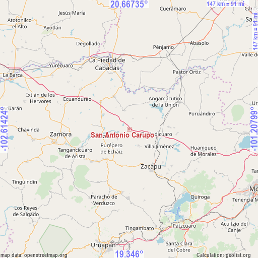 San Antonio Carupo on map