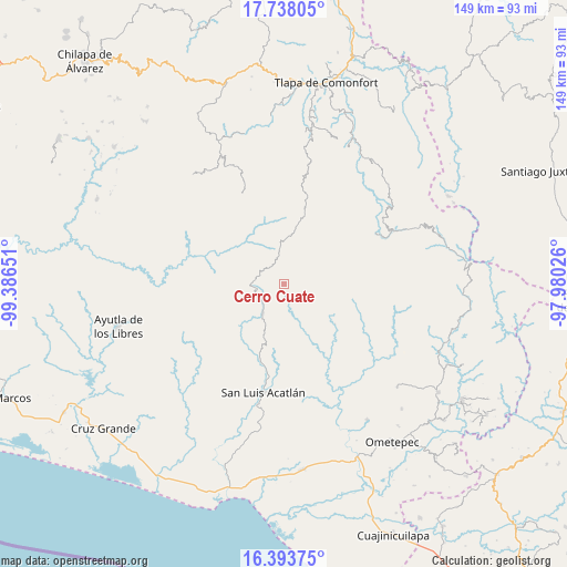 Cerro Cuate on map