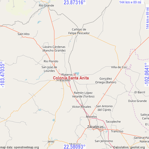 Colonia Santa Anita on map