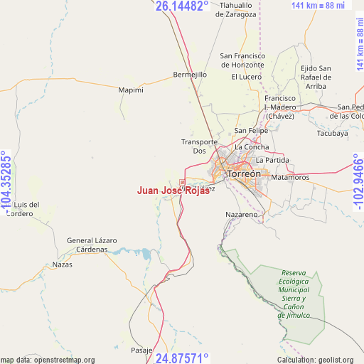 Juan José Rojas on map